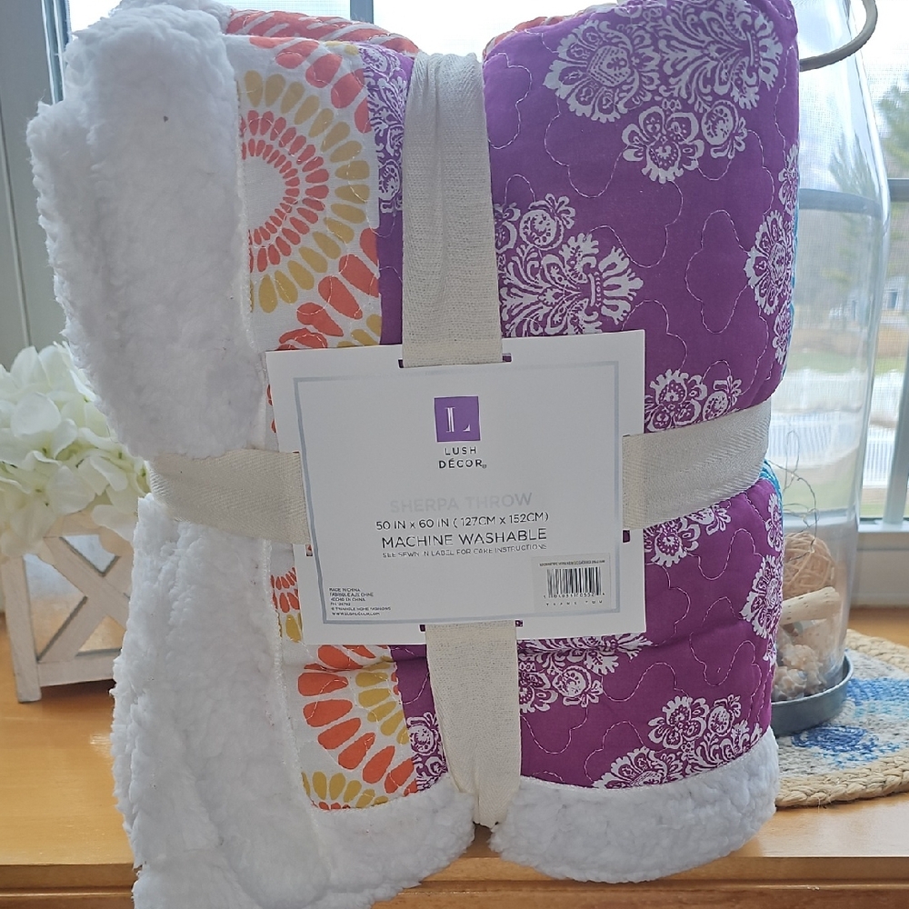 Quilted Sherpa Throw Blanket 50×60